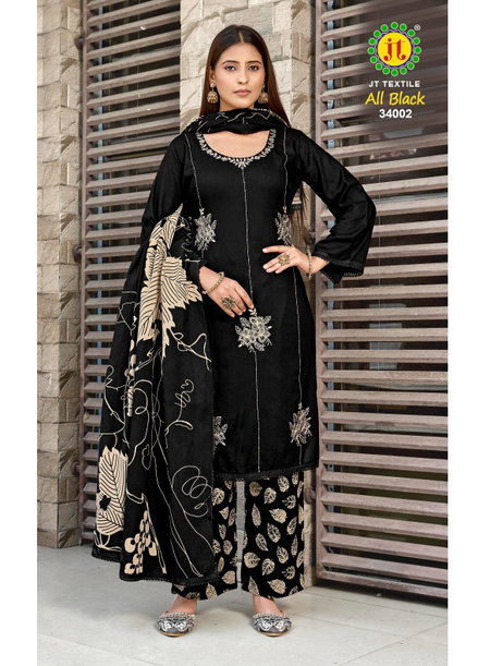 All Black Vol 34 By Jt Rayon Ladies Dress Material Wholesale Market In Surat
